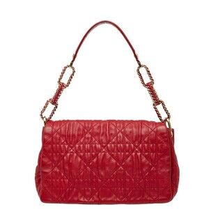 CHRISTIAN DIOR Red Leather Shoulder Bag